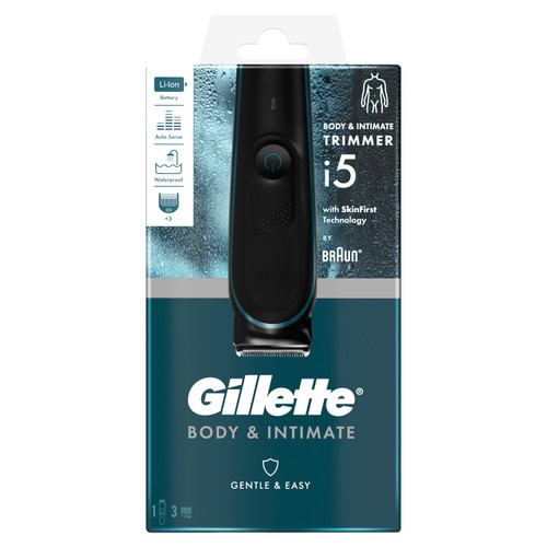 Gillette Intimate Men’s Intimate Trimmer i5, Waterproof, Cordless For Wet/Dry Use, Lifetime Sharp Blades