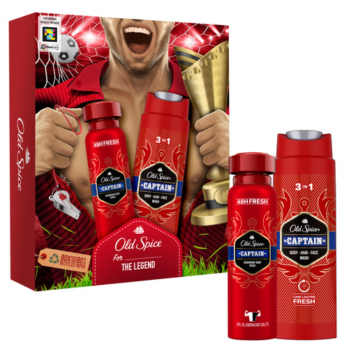 Old Spice Footballer Gift Set For Men With Captain Deodorant Spray And Shower Gel