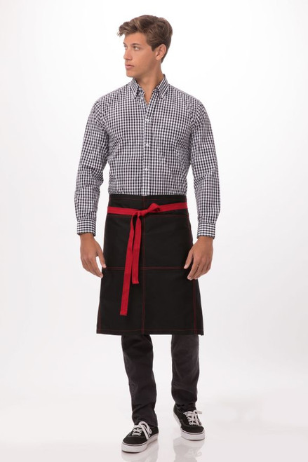 Wide Half Bistro Apron with Contrasting Tiesby Chef Works