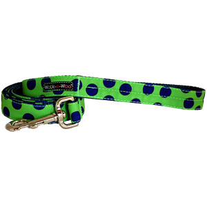 Walk-E-Woo Neon Blue Dots on Green Lead Walk-E-Woo Neon Blue Dots on Green Lead