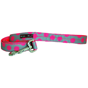 Walk-E-Woo Neon Pink Dots on Grey Lead Walk-E-Woo Neon Pink Dots on Grey Lead