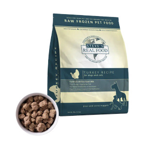 Steve's Real Food Frozen Dog Food Nuggets - 5 lb Turkey Steve's Real Food Frozen Dog Food Nuggets - 5 lb Turkey