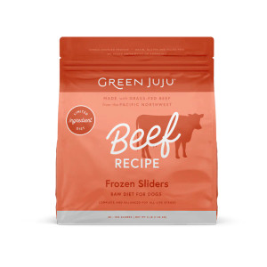 GREEN JUJU BEEF SLIDERS RAW DOG FOOD - 3 LB GREEN JUJU BEEF SLIDERS RAW DOG FOOD - 3 LB