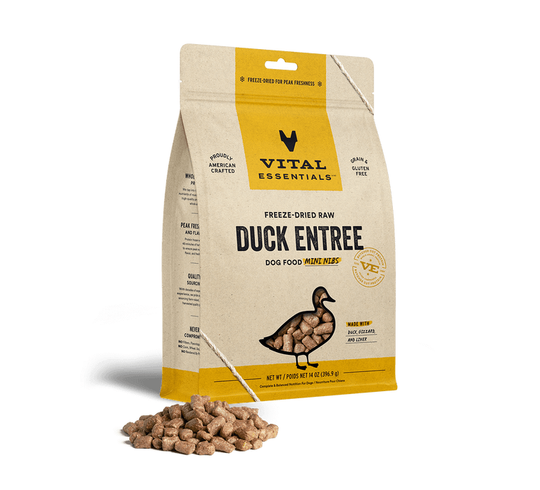 Vital Essentials Freeze-Dried Raw Mini Nibs Dog Food - Duck 14 oz