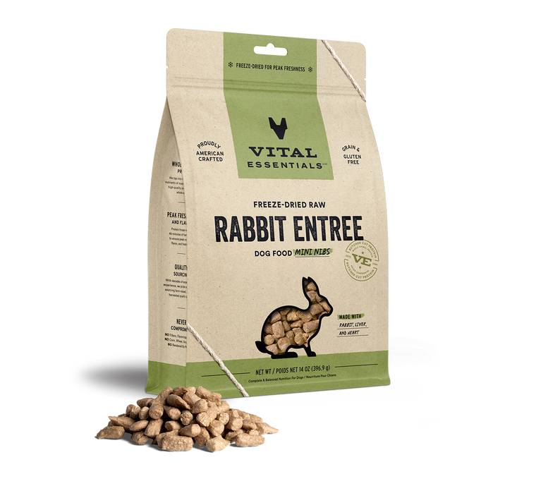 Vital Essentials Dog Freeze-Dried Mini Nibs Rabbit - 14 oz