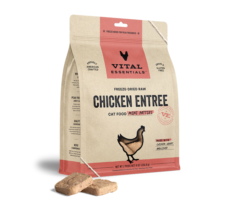 Vital Essentials Cat Freeze Dried Chicken Mini Patties - 8 oz