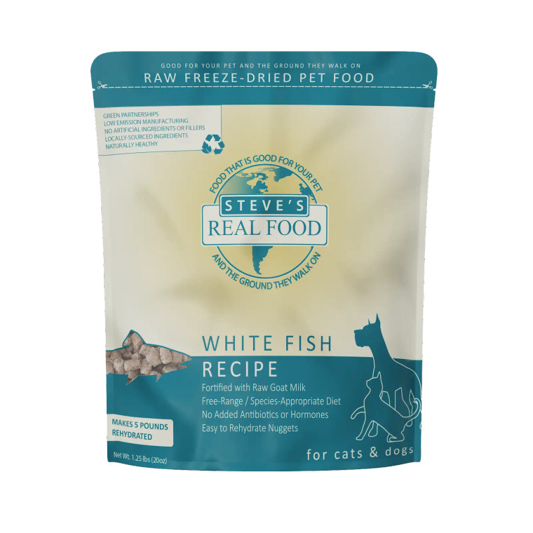 Steve's Real Food Freeze-Dried Dog & Cat Food Nuggets - 1.25 lb Whitefish