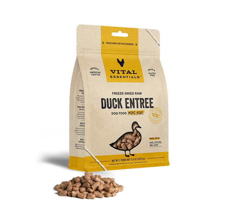 Vital Essentials Freeze-Dried Raw Mini Nibs Dog Food - Duck 5.5 oz