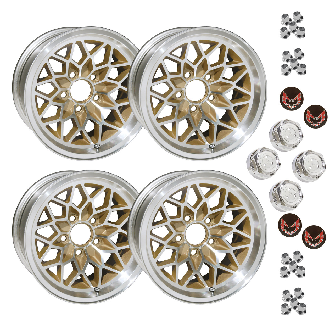 1978-81 Camaro/Firebird 15 X 8 Cast Aluminum GOLD SnowFlake Wheel Kit ...