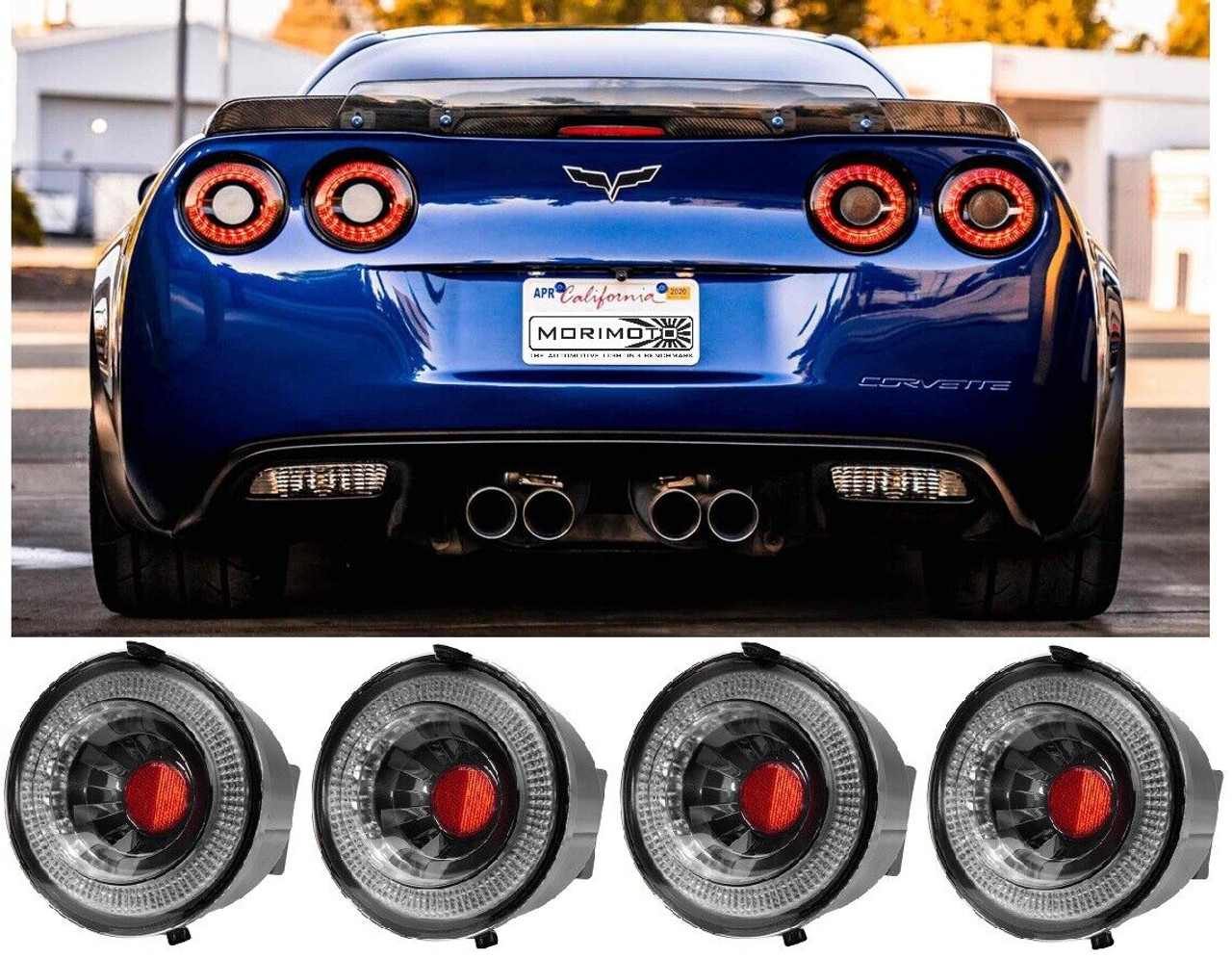 05-13 Corvette C6 LF461.2 XB LED Plug & Play Tail Lights Smoked, Morimoto