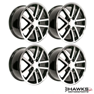 1993-2002 Camaro SS 17x9 35th Anniversary 10-Spoke Wheel Set, Set of 4, Black/Silver, Wheels Only, Hawks Restoration Parts HT179SS35
