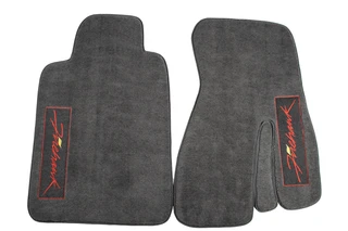  1993-2002 Pontiac Firebird SLP Firehawk Graphite Gray Front Carpet Floor Mats, 1993-1999 Style, Pair, ACC 44001-Firehawk