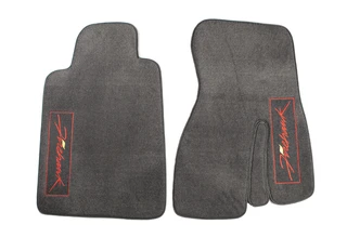1993-2002 Pontiac Firebird SLP Firehawk Ebony Black Front Carpet Floor Mats, 2000-2002 Style, Pair, 44000-FIREHAWK