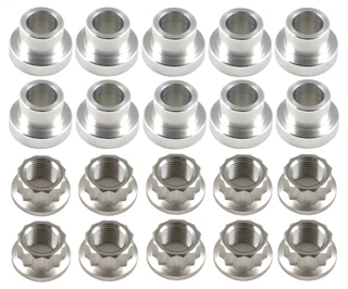  Lightweight Titanium Shank-Style Wheel Lug Nut Kit, M12 x 1.5, Set of 10