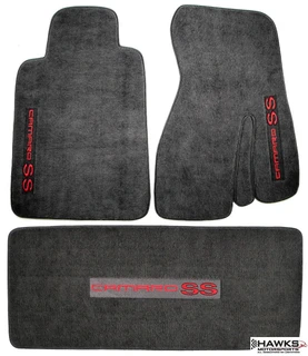 CC Ebony front floor mats and rear hatch deck mat with Camaro SS logos for 1993-2002 Camaro coupes