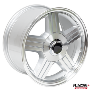 1982-1992 Camaro Firebird 17x9 Silver Z28 Wheel Set, Set of 4, Wheels Only, Hawks Restoration Parts HT179Z28S 