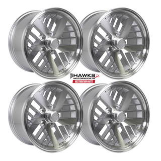 1982-1992 Camaro Firebird 17x9 Silver Formula Wheel Kit, Set of 4, Includes Center Caps and Lug Nuts, Hawks Restoration Parts HT179FORMULA-KIT 