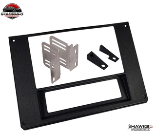 HVAC-control relocation brackets and spacers for a third-generation Camaro radio conversion