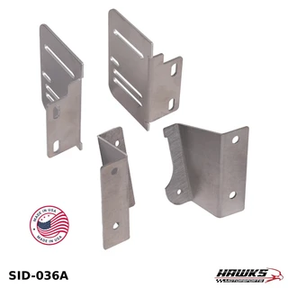 SID-036A standard-mount bracket set for 1982-1992 Camaro, showing two radio brackets and two HVAC brackets.