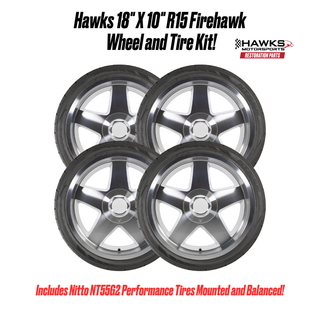  1982-1992 Camaro Firebird 18x10 R15 Wheel Kit with Nitto NT555 G2 Tires, Set of 4, Mounted and Balanced, Hawks Reproduction HT1810R15WTKIT