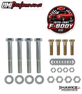 1975-1981 Camaro Firebird and Trans Am front upper and lower A-arm mounting-hardware kit with 14mm lower bolts, UMI-2603