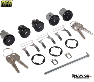 Part number PY135BT
Lock cylinder set for 1982-1985 Camaro applications
Includes door lock cylinders
Includes rear hatch lock cylinder
Includes T-Top lock cylinders
Includes GM-style keys