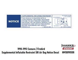 Reproduction SIR airbag notice decal for 1990-1992 Camaro and Firebird models