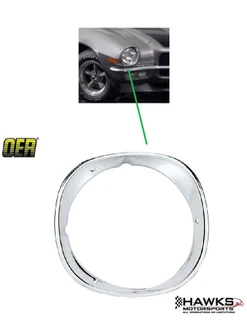 1970-1973 Camaro RH Passenger Side Headlight Bezel Polished Anodized Aluminum OER 3962944