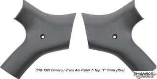 1978-1981 Camaro Firebird Trans Am Fisher T-Top Interior "Y" Trim Moldings Pair 14649 
