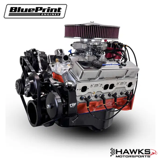 GM Small Block Compatible 400 c.i. Engine - 500 Horsepower - Deluxe Dressed - Black Pulley Kit - Fuel Injected, BluePrint Engines (BP4002CTFDK) Hawks Motorsports