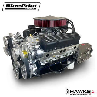 GM Small Block Compatible 383 c.i. Engine and 700R4 Automatic Transmission 4WD Ready - 405 Horsepower - Truck Edition Builder Series - Polished Pulley Kit - Carbureted, BluePrint Engines (B383K4WD) Hawks Motorsports