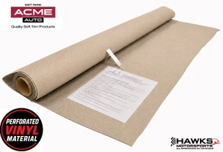 1974-1981 Camaro Firebird Trans Am Neutral Tan Foam-Backed Perforated Vinyl Headliner Material, Material Only, Acme 74-1513P-FBH8