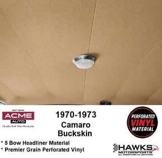 1970-1973 Camaro Buckskin Premier Perforated Vinyl 5-Bow Headliner with Sun Visor Material, Acme 70-1413-PRP1186