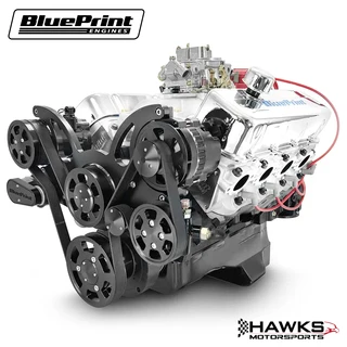 BP454CTCKB GM Big Block Compatible 454 C.I. Engine - 460 Horsepower - Deluxe Dressed - Black Pulley Kit - Carbureted - Cruiser - BluePrint Engines (BP454CTCKB)