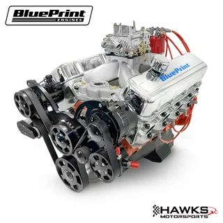 PS502CTCKB GM Big Block Compatible 502 C.I. Pro-Series Engine - 627 Horsepower - Deluxe Dressed - Black Pulley Kit - Carbureted - BluePrint Engines