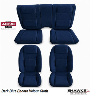 1978-1981 Pontiac Firebird Trans Am Deluxe Dark Blue Encore Velour Cloth Front and Rear Seat Upholstery Set Acme - U377-L318