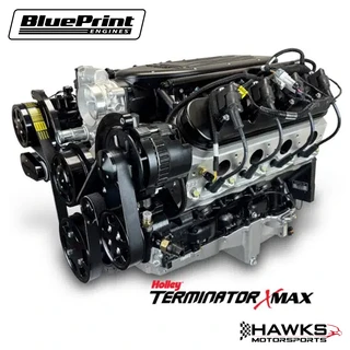 PSLS37681CTFKB GM LS Compatible 376 C.I. Pro Series Engine - 510 Horsepower - Deluxe Dressed - Black Pulley Kit - Holley Terminator X EFI System - BluePrint Engines (PSLS37681CTFKB)