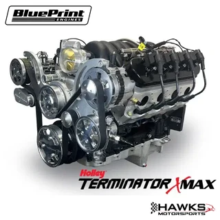 PSLS3763CTFK GM LS Compatible 376 C.I. Pro Series Engine - GM Plastic Intake - Deluxe Dressed - Polished Pulley Kit - Holley Terminator X EFI System - BluePrint Engines (PSLS3763CTFK)