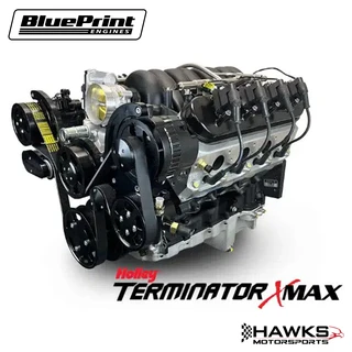 PSLS3763CTFKB GM LS Compatible 376 C.I. Pro Series Engine - GM Plastic Intake - Deluxe Dressed - Black Pulley Kit - Holley Terminator X EFI System - BluePrint Engines (PSLS3763CTFKB)