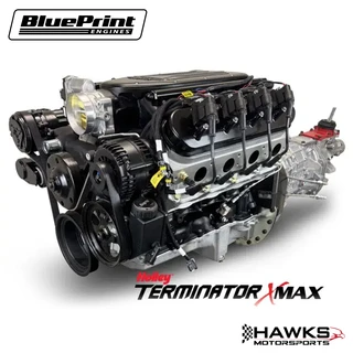 BLS3768KBT56 GM LS Compatible 376 C.I. Engine & T56 6-Speed Manual Transmission - 510 Horsepower - Standard Edition Builder Series - Black Pulley Kit - Holley Terminator X EFI System - BluePrint Engines (BLS3768KBT56)