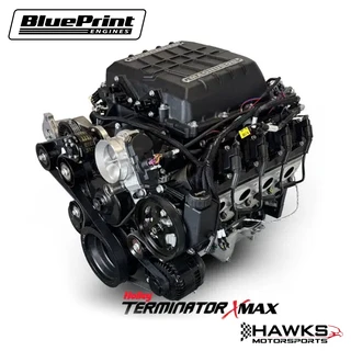 PSLS3769SCTKB GM LS Compatible 376 C.I. Pro Series Engine - 700 Horsepower - Magnuson TVS2650 Supercharger - Deluxe Dressed - Black Pulley Kit - Holley Terminator X EFI System - BluePrint Engines (PSLS3769SCTKB)