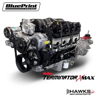 BLS3763KT56 GM LS Compatible 376 c.i. Engine and T56 Manual Transmission - 530 Horsepower - Standard Edition Builder Series - Natural Pulley Kit - Holley Terminator X EFI System - BluePrint Engines (BLS3763KT56)