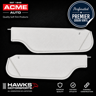 Correct applications include:

1970 Chevrolet Camaro coupe with applicable perforated custom-interior sun visors
1970 Pontiac Firebird coupe with applicable perforated custom-interior sun visors
1970 Pontiac Firebird Esprit with applicable perforated sun visors
1970 Pontiac Firebird Formula with applicable perforated sun visors
1970 Pontiac Firebird Trans Am with applicable perforated sun visors
