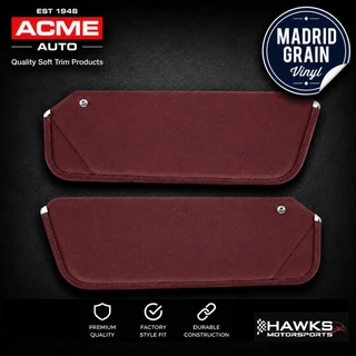 1974-1981 Chevrolet Camaro, Pontiac Firebird & Trans Am Maroon Madrid Vinyl Sun Visors Without Mirrors, Pair, Acme SV114-4545