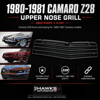 1980-1981 Chevrolet Camaro Z28 Black Upper Front Grille, OER K191