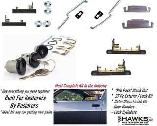 1976-1981 Camaro Firebird Formula Trans Am Pro Pack Satin Black exterior door-handle and lock kit CP-7681-EDK-B