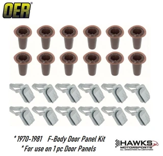 OER K6581 24-piece door panel clip and plug kit for 1967-1981 Camaro and Firebird.