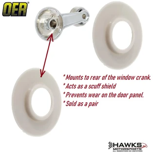 OER 20393850 manual window crank handle washer scuff plates for 1967-1981 Camaro and Firebird. PAIR