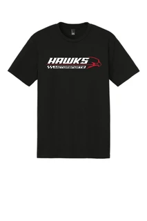 Front view of Hawks Motorsports Black Red Bird graphic T-shirt