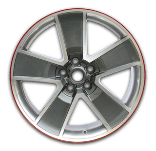 2010-13 Camaro Five-Spoke Painted Gray Finish w/Machined Face/Chrome-Like Windows/Red-Line Outer Lip 20" x 8" front 20" x 9" rear wheels, (set of 4)